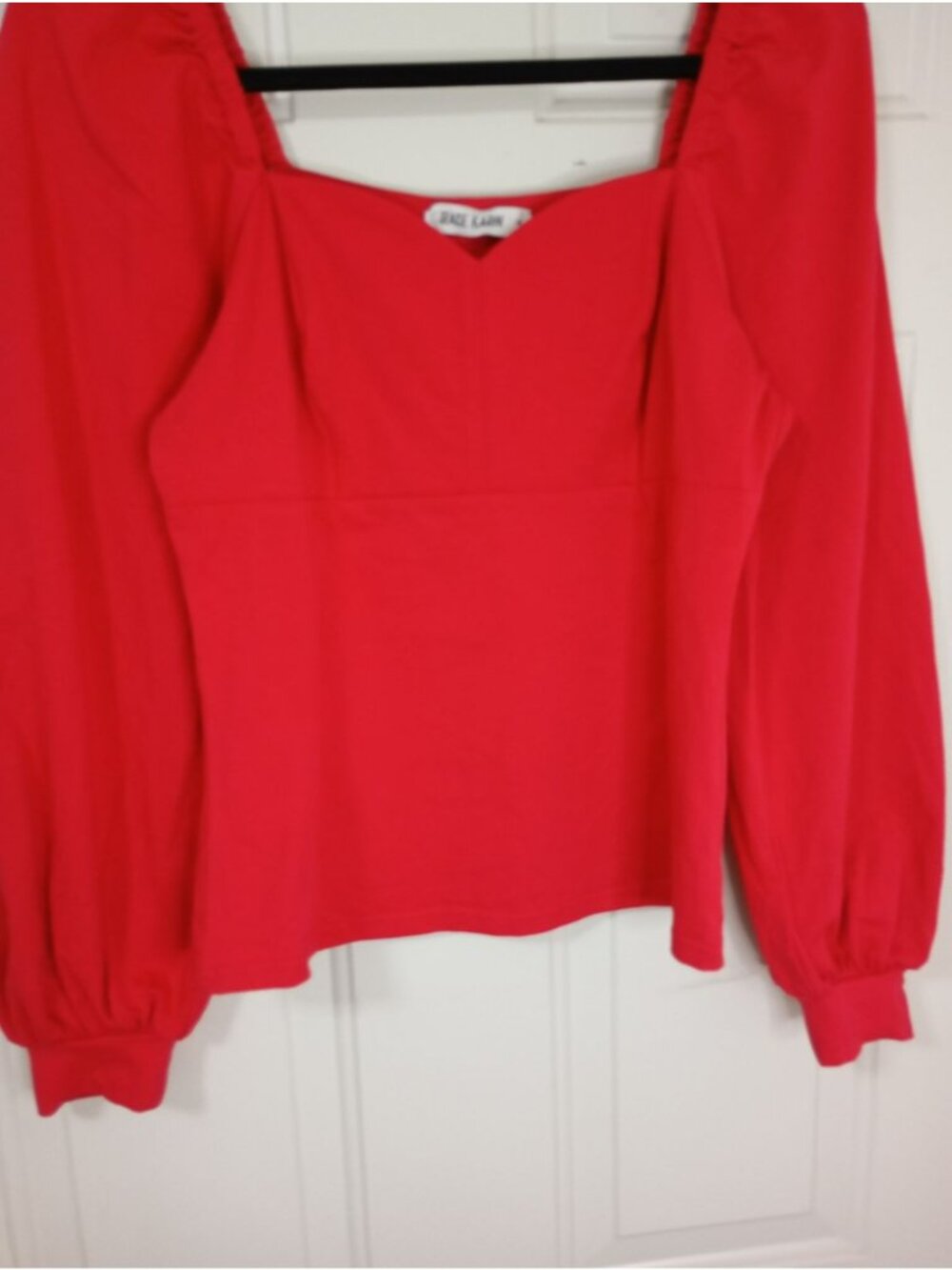 NWT Grace Karin Womens Red Long-Sleeve Square Neck Blouse Size M - Picture 5 of 11